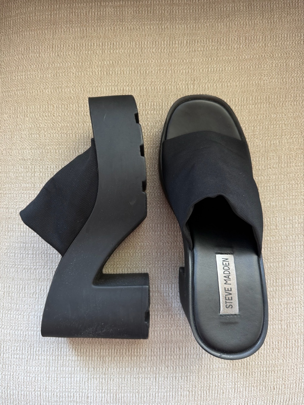 Steve Madden Black Chunky Platform Mule Heels